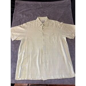Ron Chereskin Mens Short Sleeve Button Down Shirt Pale Green Windowpane Large